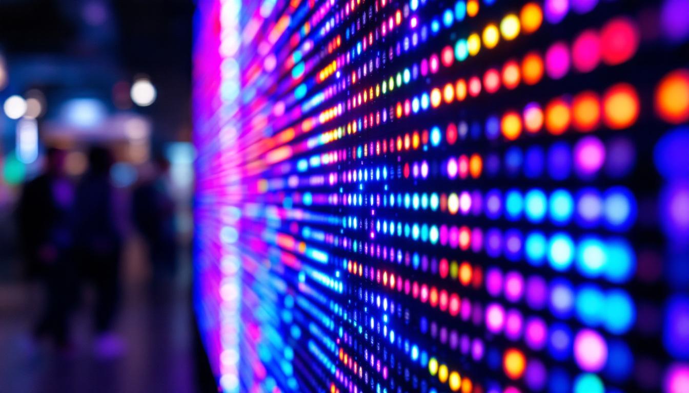 A photograph of a vibrant led display in action