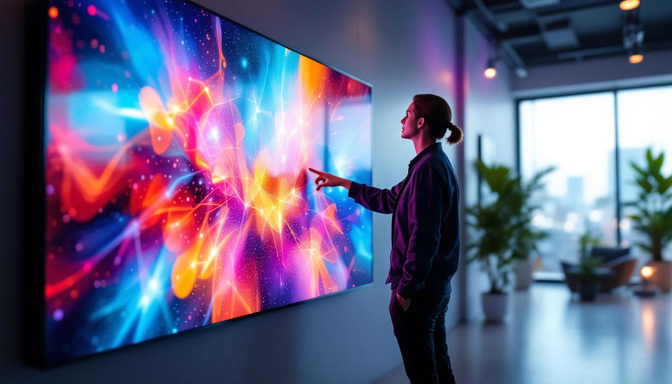 A photograph of a sleek led display in a modern setting
