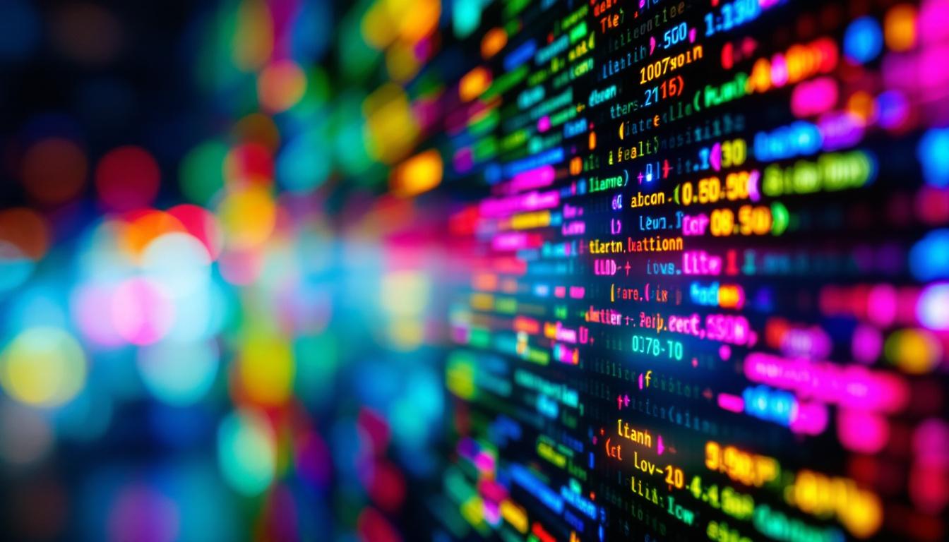 A photograph of a close-up shot of a vibrant led display in action