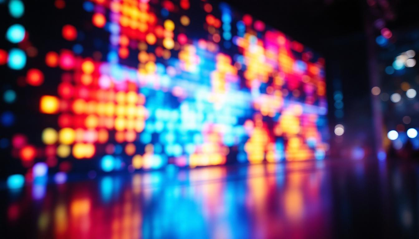 A photograph of a vibrant led display in action