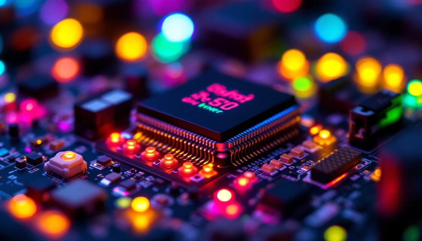 A photograph of a close-up shot of a circuit board featuring a display driver ic