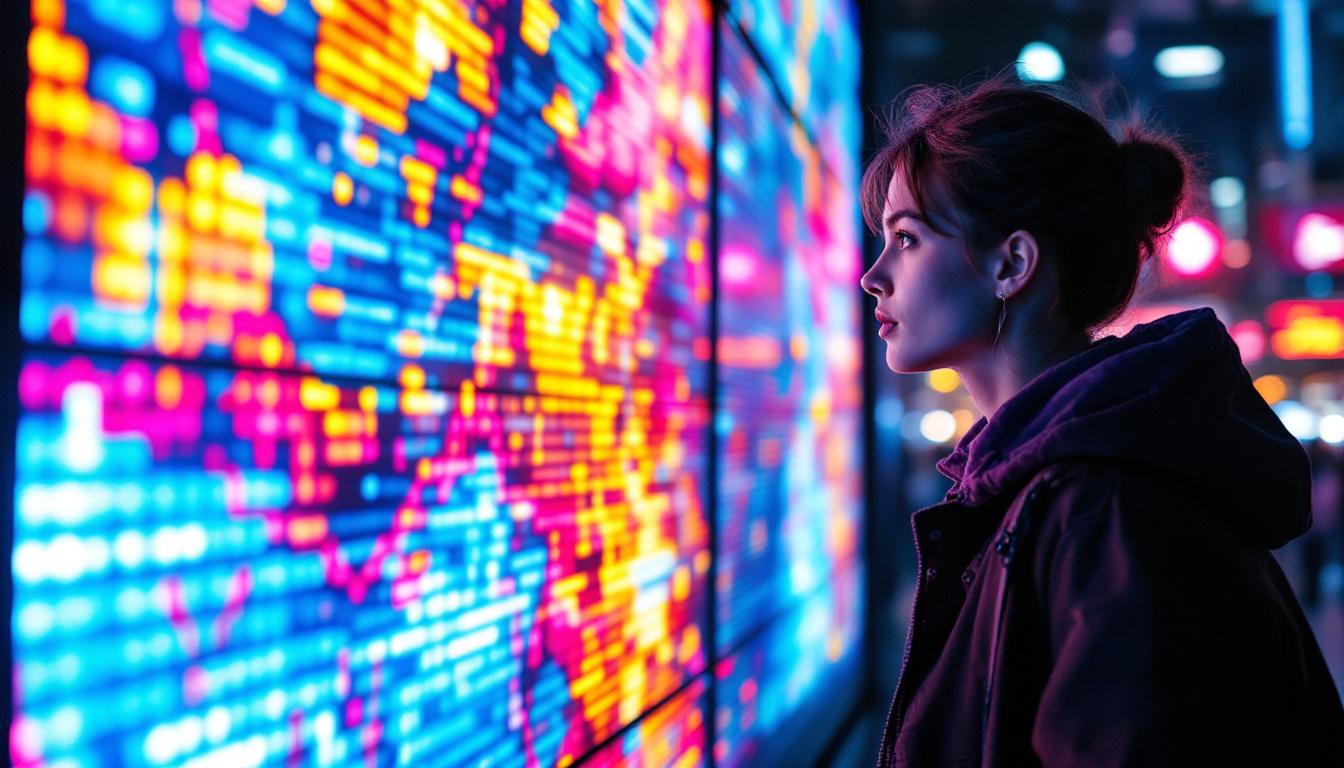 A photograph of a vibrant led display in action