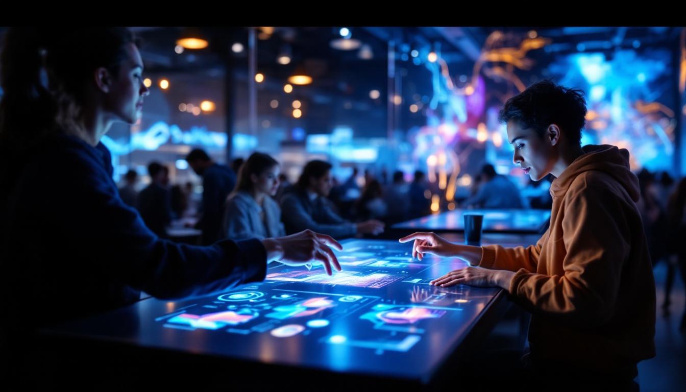 A photograph of a vibrant multi-touch led display in action