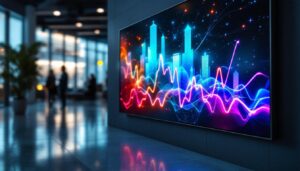 A photograph of a sleek black led display board in a well-lit environment