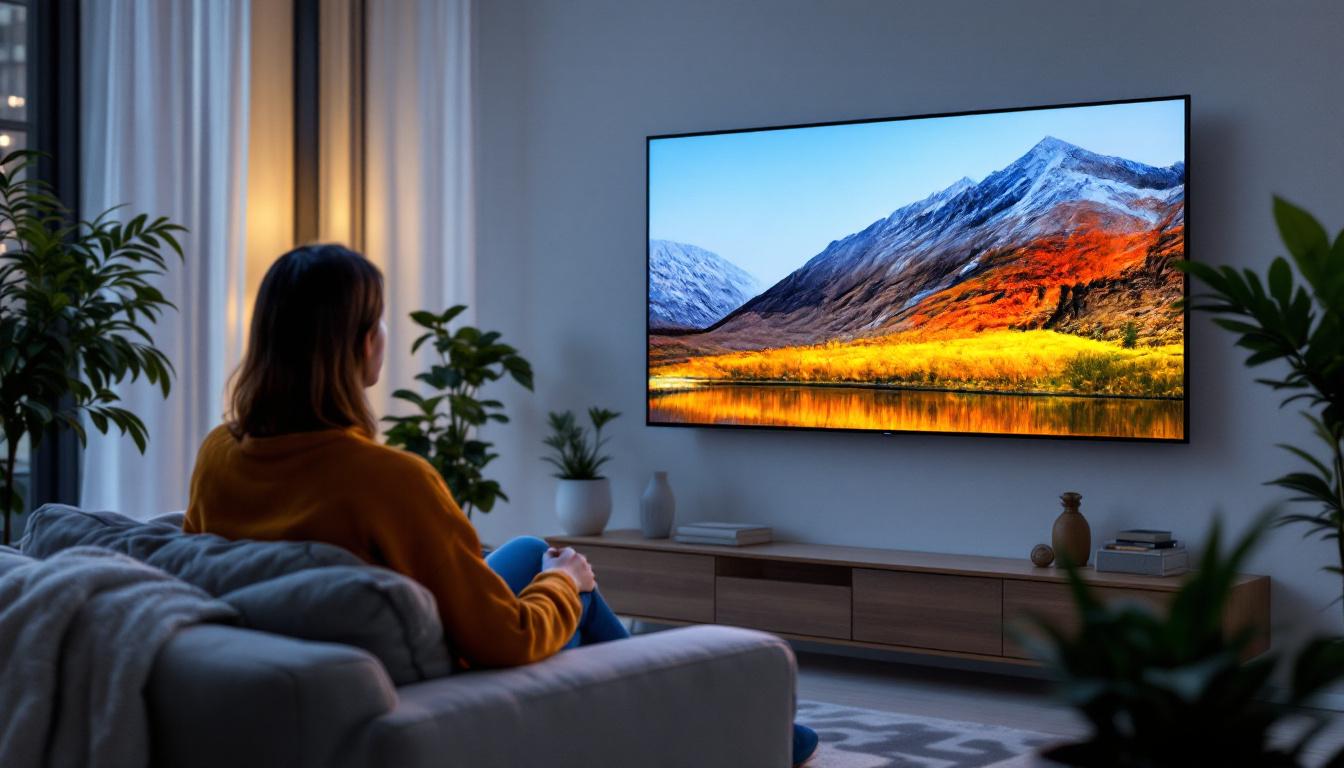 A photograph of a person comfortably viewing an led display from an optimal distance