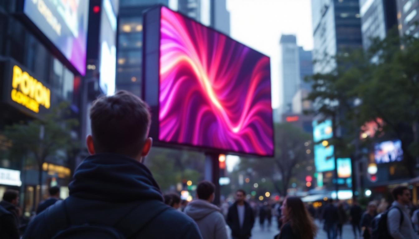 A photograph of a vibrant led display sign in use