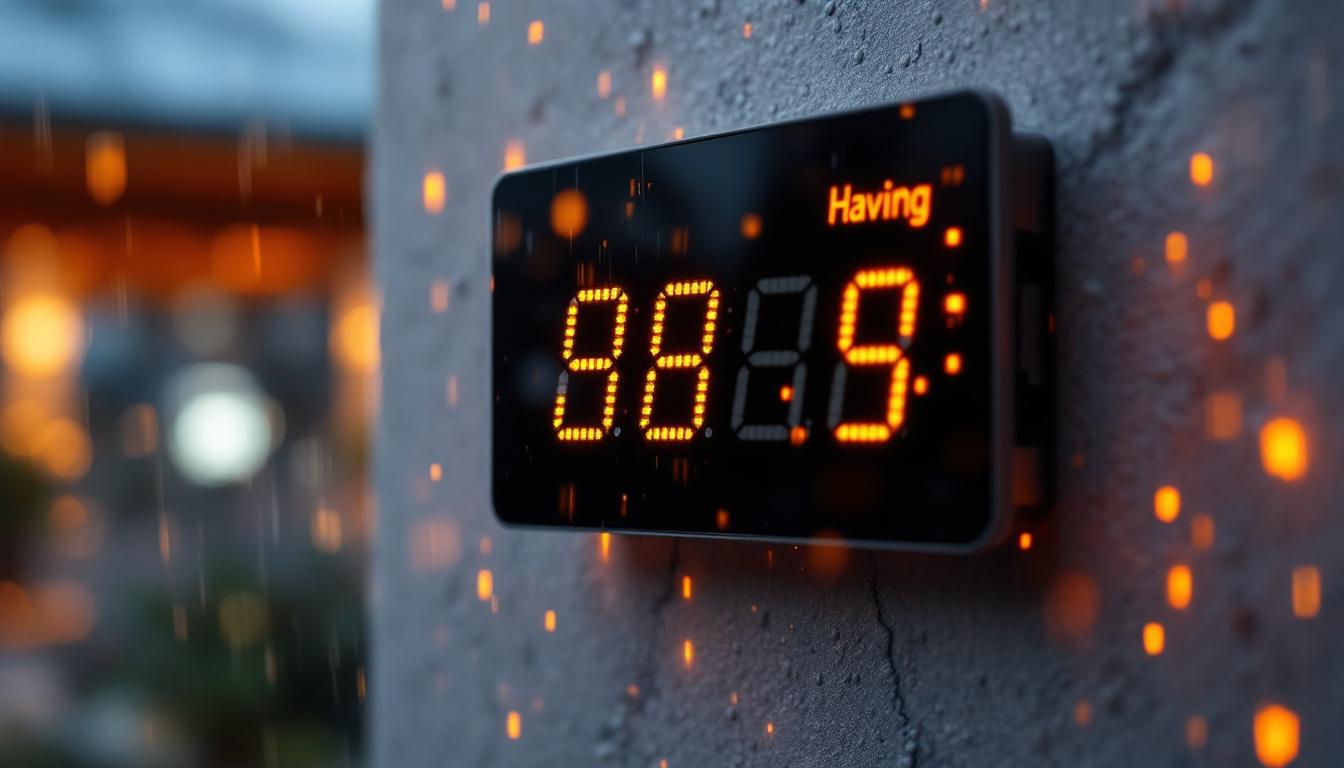 A photograph of capture a photograph of a weatherproof led display switch installed in an outdoor setting