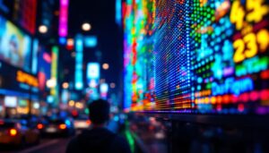 A photograph of capture a photograph of a vibrant led display in action