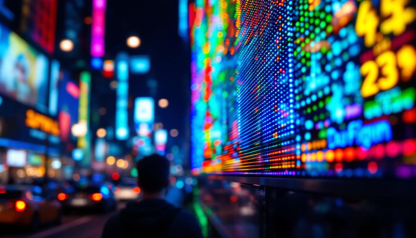 A photograph of capture a photograph of a vibrant led display in action