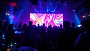 A photograph of capture a photograph of a vibrant led display in action at the unique touch event center