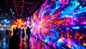 A photograph of a vibrant led display in use