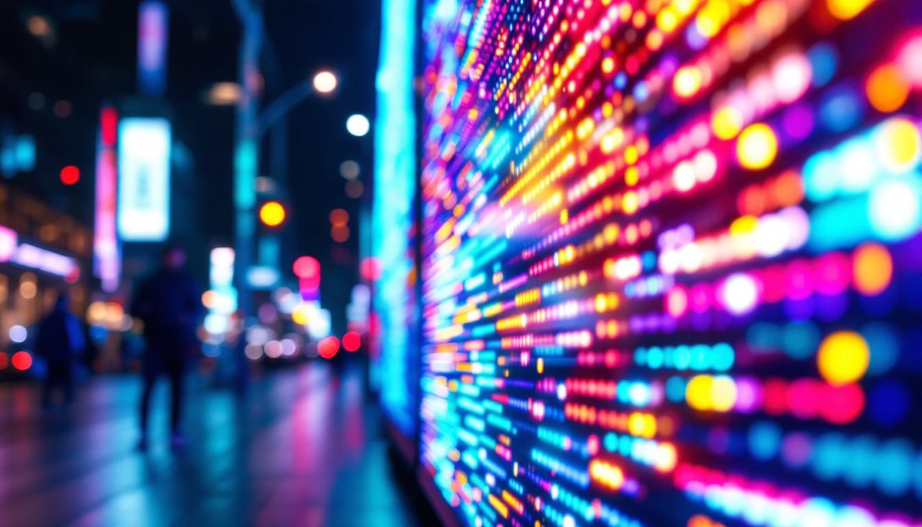 A photograph of a vibrant led display in action
