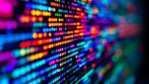 A photograph of a close-up of an led display showcasing vibrant colors and intricate details