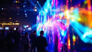 A photograph of a vibrant led display in action at an event