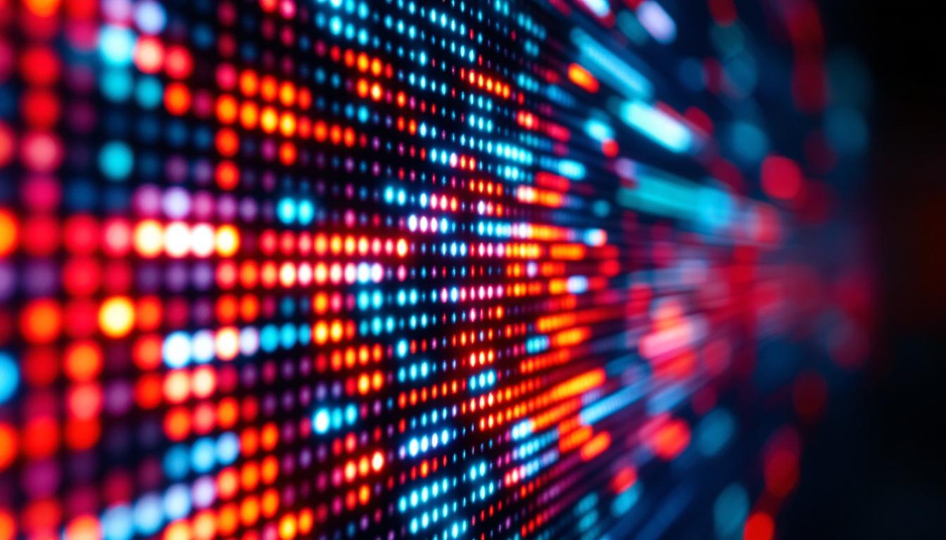 A photograph of a close-up view of an led display screen