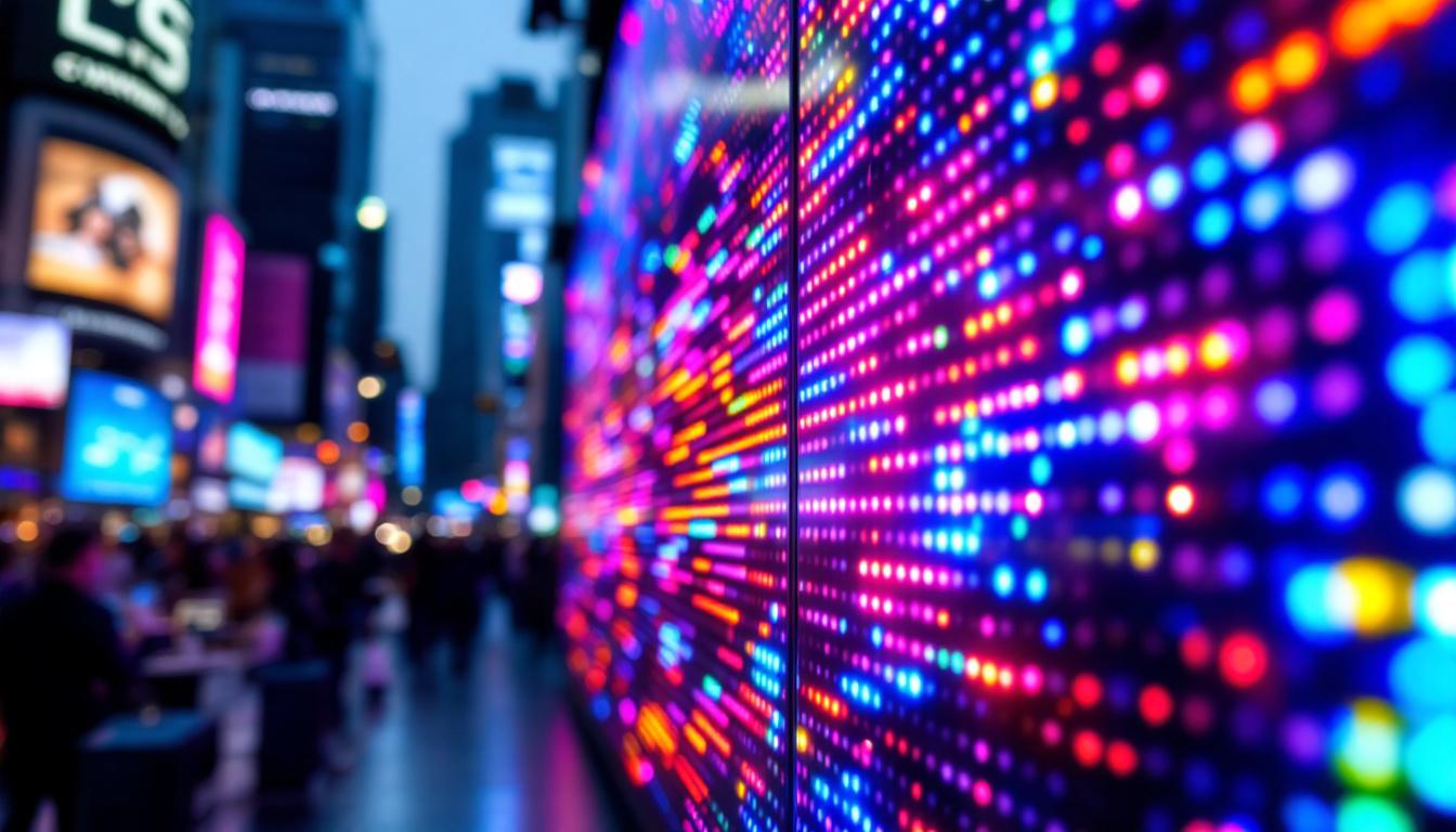 A photograph of a vibrant led display in action