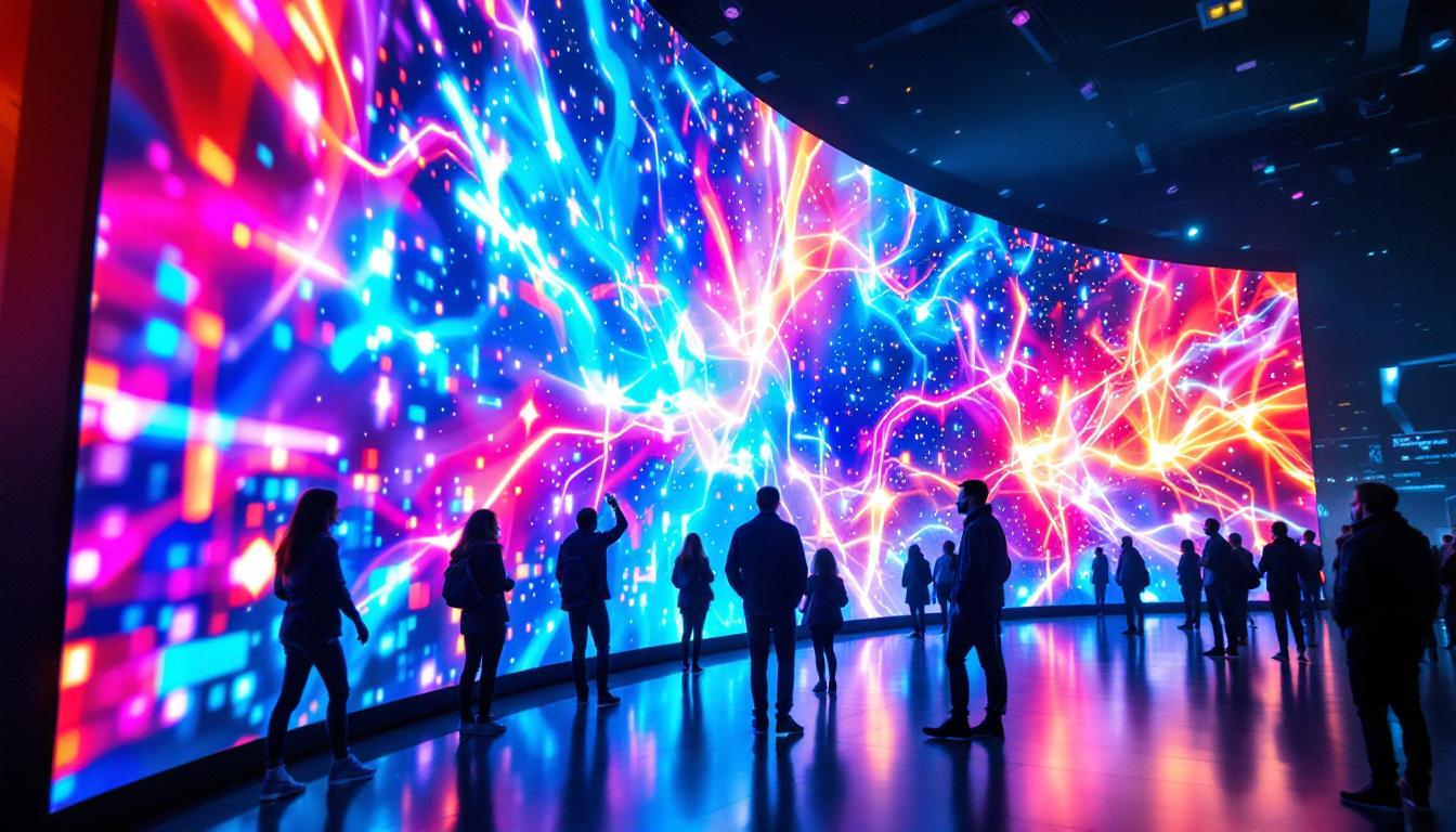 A photograph of a vibrant led display in action