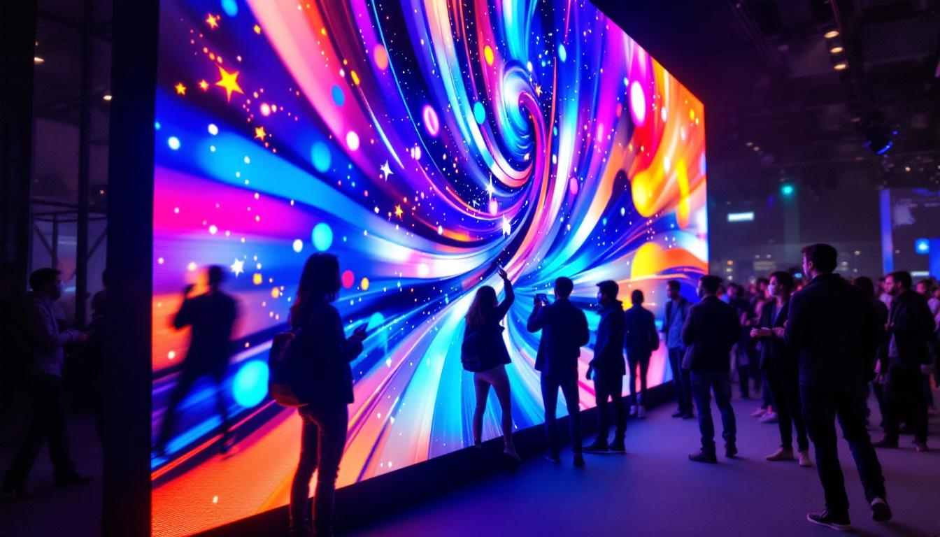 A photograph of a vibrant led display in action at an event