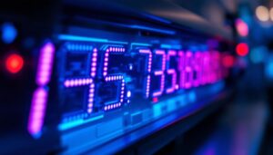 A photograph of capture a photograph of a close-up view of an lcd digit display in action