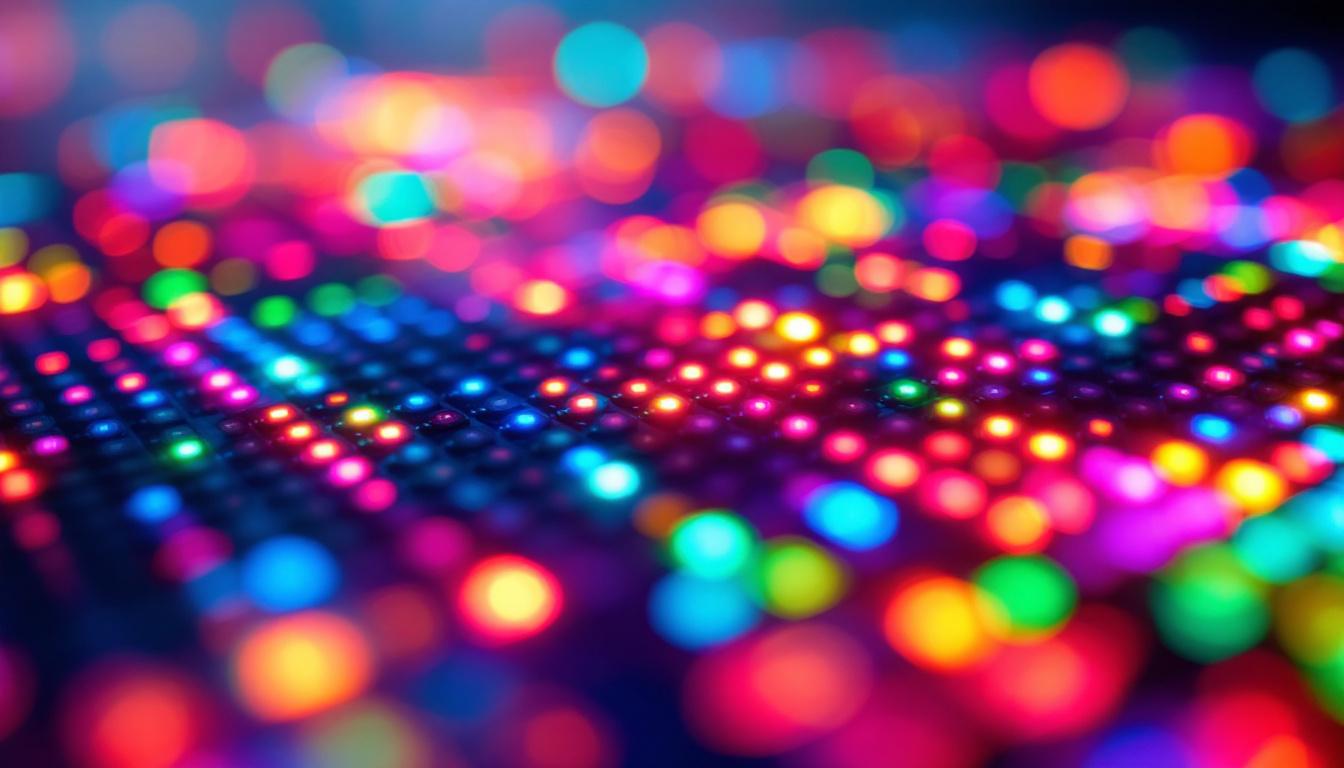 A photograph of a vibrant led matrix pixel panel in action