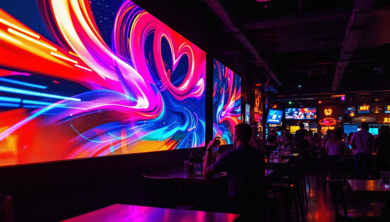 A photograph of capture a photograph of the vibrant led display at the sports page in beaverton