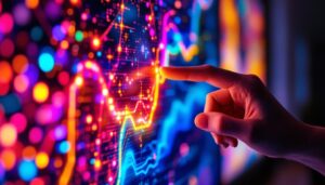 A photograph of a close-up shot of a vibrant led tv display showcasing vivid colors and intricate details
