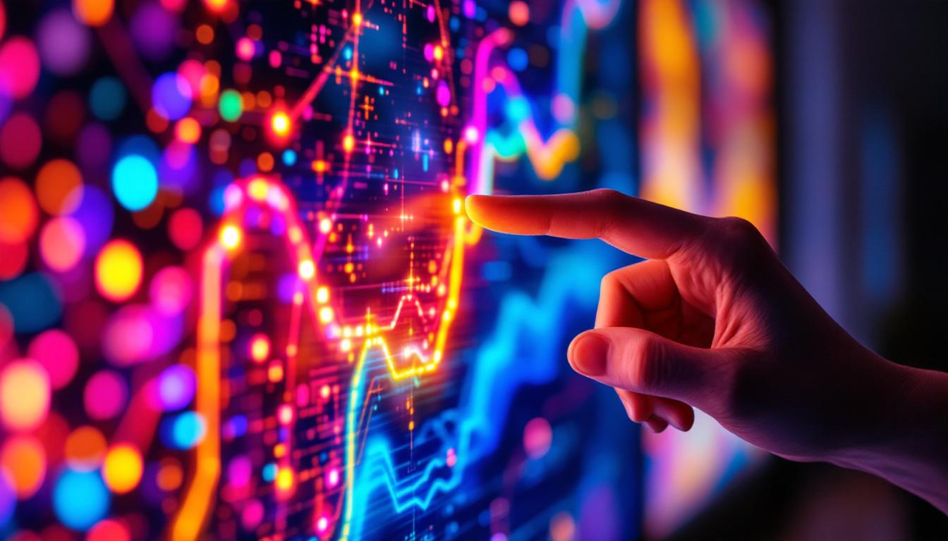 A photograph of a close-up shot of a vibrant led tv display showcasing vivid colors and intricate details