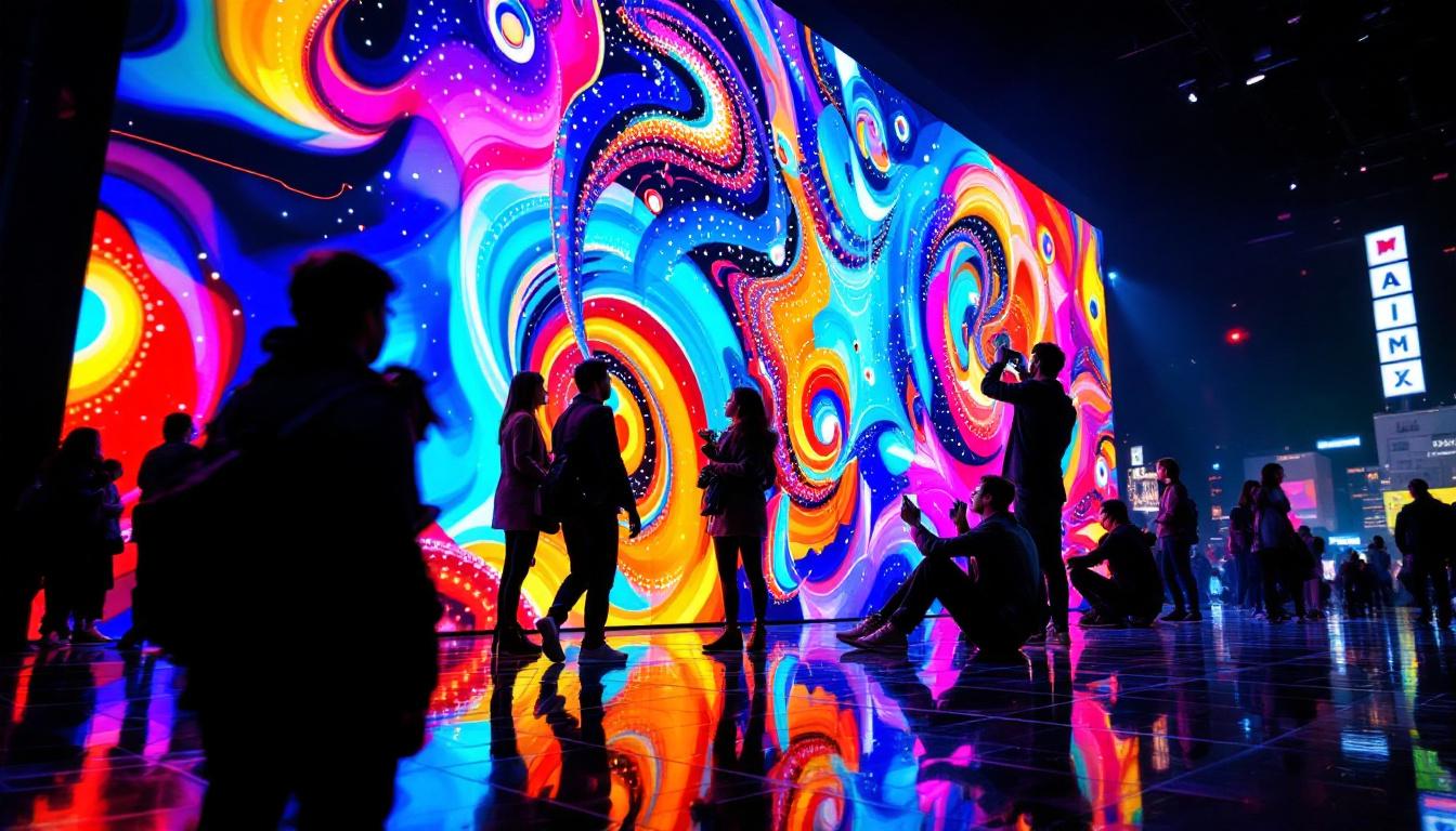 A photograph of a vibrant led display in action