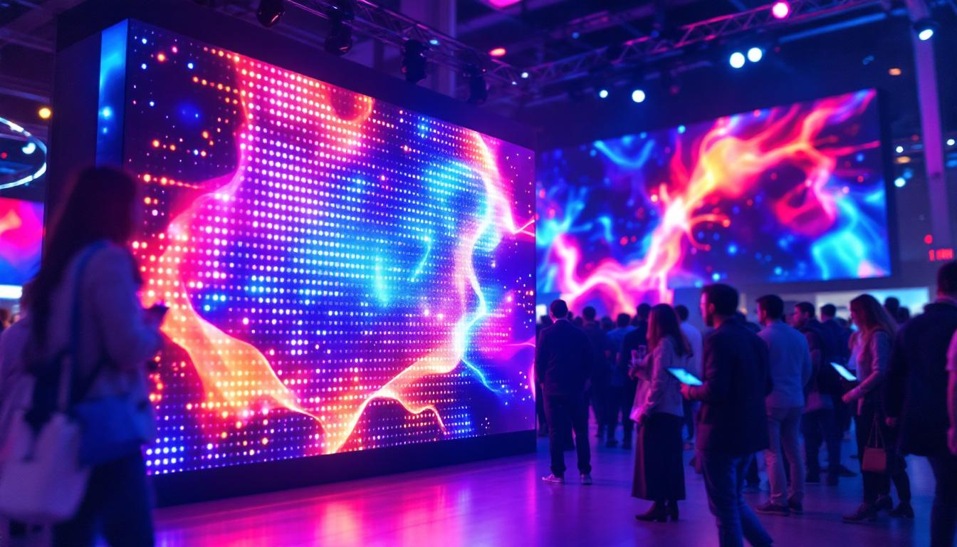 A photograph of capture a photograph of a vibrant novastar led panel in use at an event