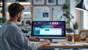 A photograph of a sleek planner system featuring a vibrant led display in use