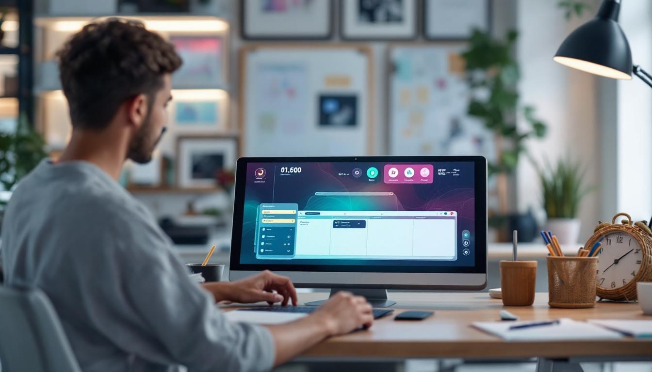 A photograph of a sleek planner system featuring a vibrant led display in use