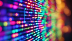 A photograph of a close-up of a high-resolution led display showcasing vibrant colors and intricate details