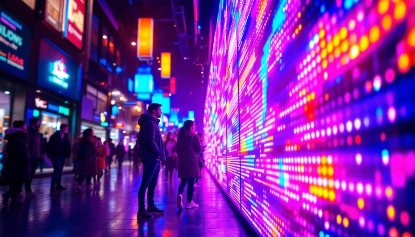 A photograph of a vibrant led display in action
