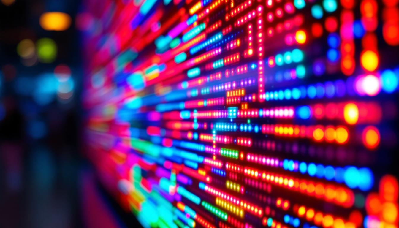 A photograph of a vibrant led display in action
