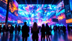 A photograph of a vibrant led display at a las vegas sands property