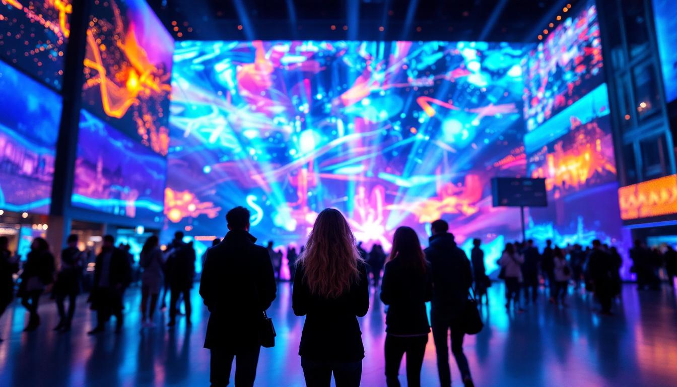 A photograph of a vibrant led display at a las vegas sands property