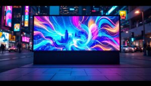 A photograph of a vibrant led outdoor display in action