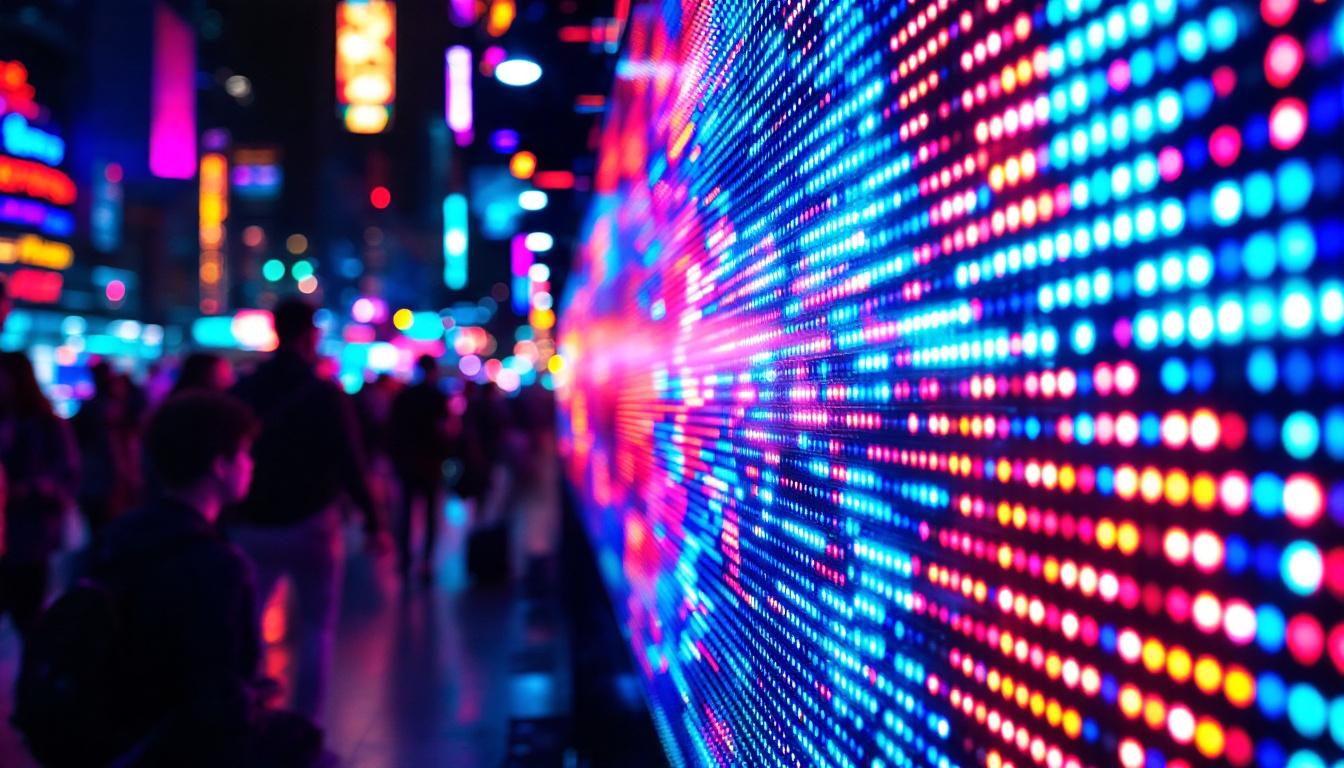 A photograph of a vibrant led display in action