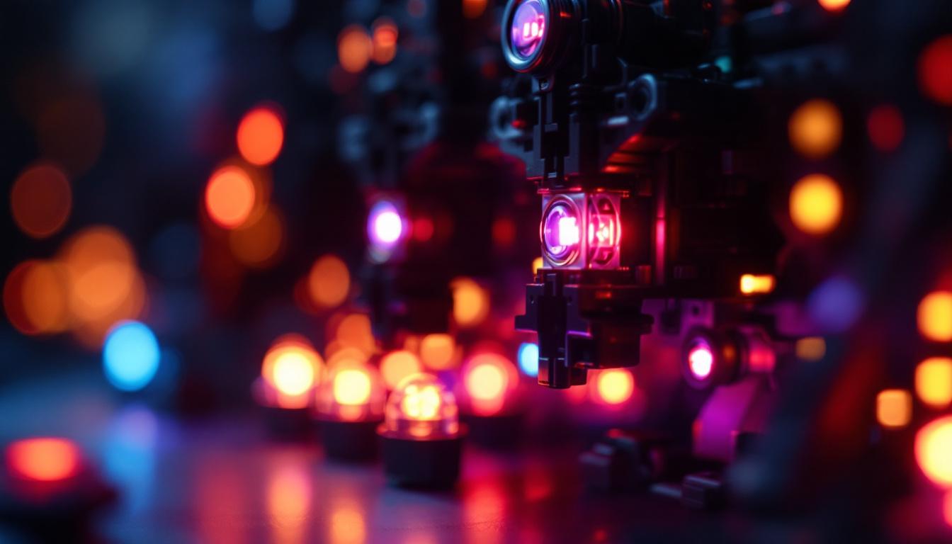 A photograph of a close-up view of a 3d-printed interlocking led display component