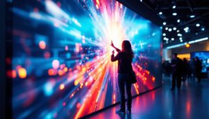 A photograph of a vibrant led display in action