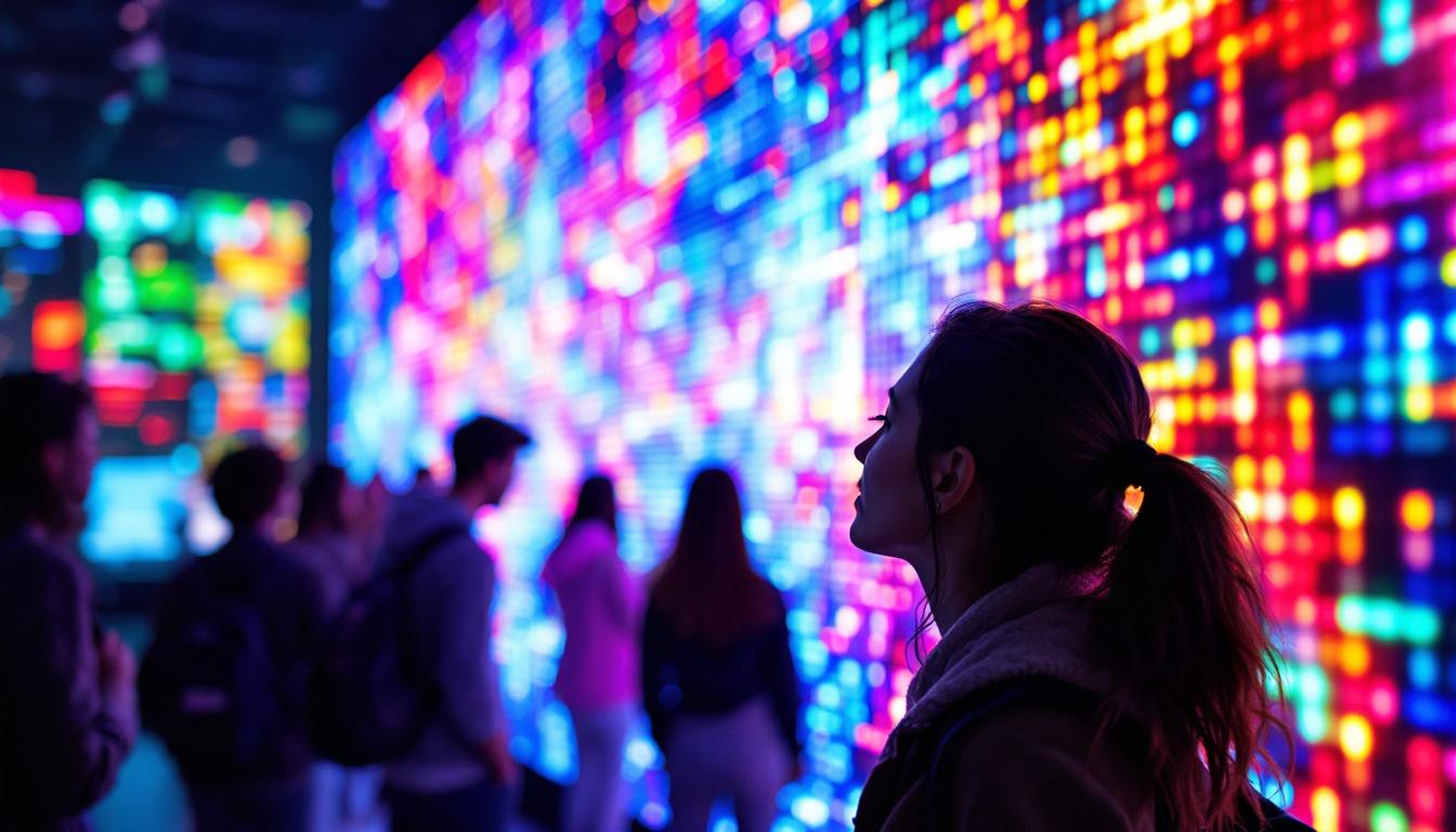 A photograph of a vibrant led display in action