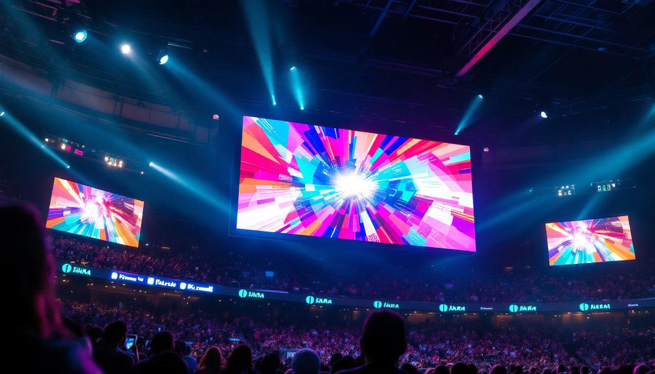 A photograph of a vibrant led scoreboard in action during a sporting event