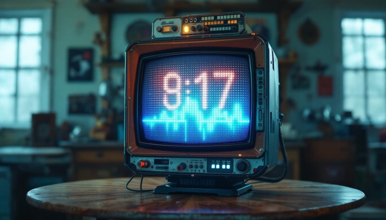 A photograph of a vintage led display screen