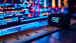 A photograph of a close-up shot of a measuring tape displaying 198 inches alongside a ruler or a foot-long object