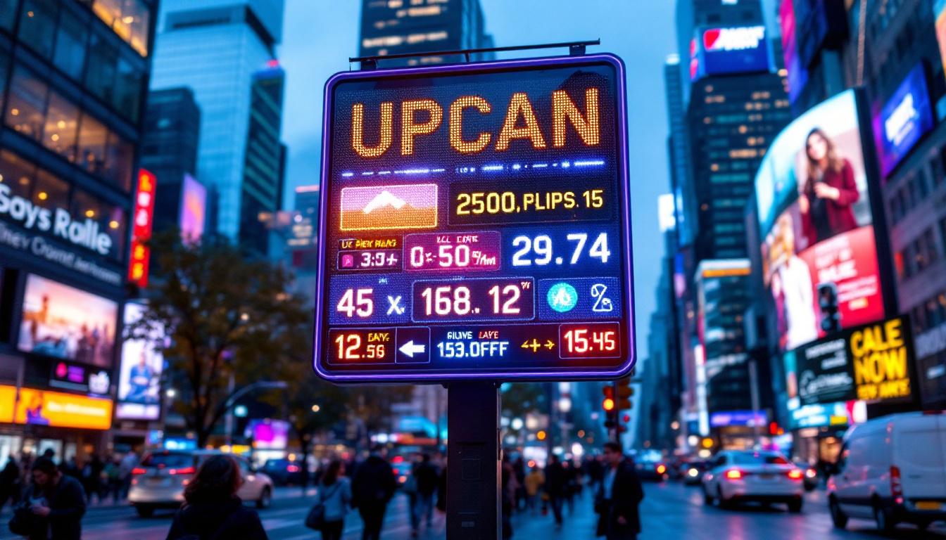 A photograph of a vibrant led reader board sign in a bustling urban setting