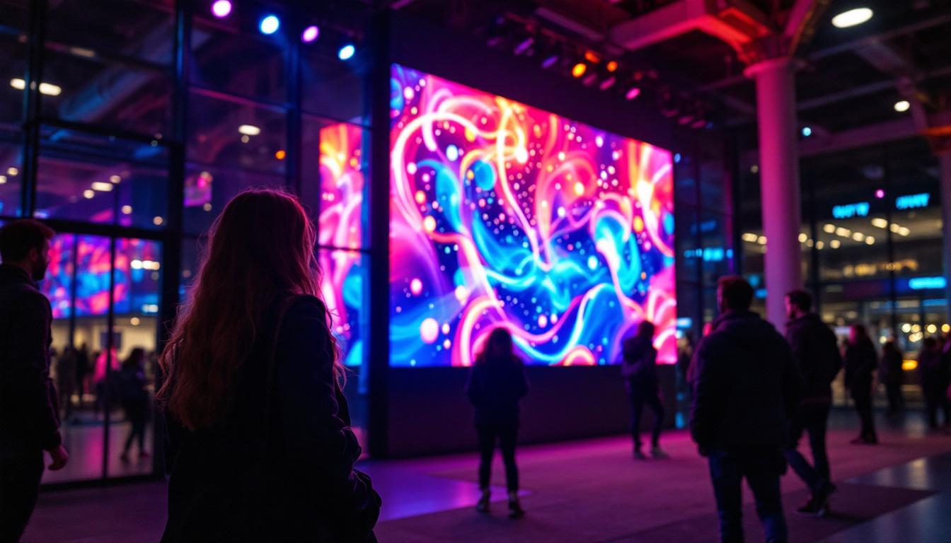 A photograph of capture a photograph of the beaverton activity center's vibrant led display in action