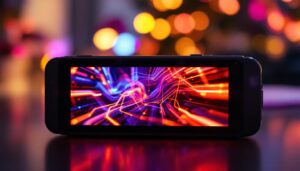 A photograph of a close-up shot of the led display on an x series device
