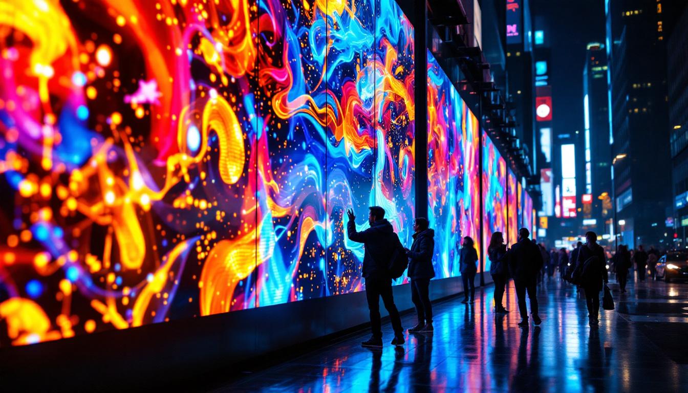 A photograph of a vibrant led display in use