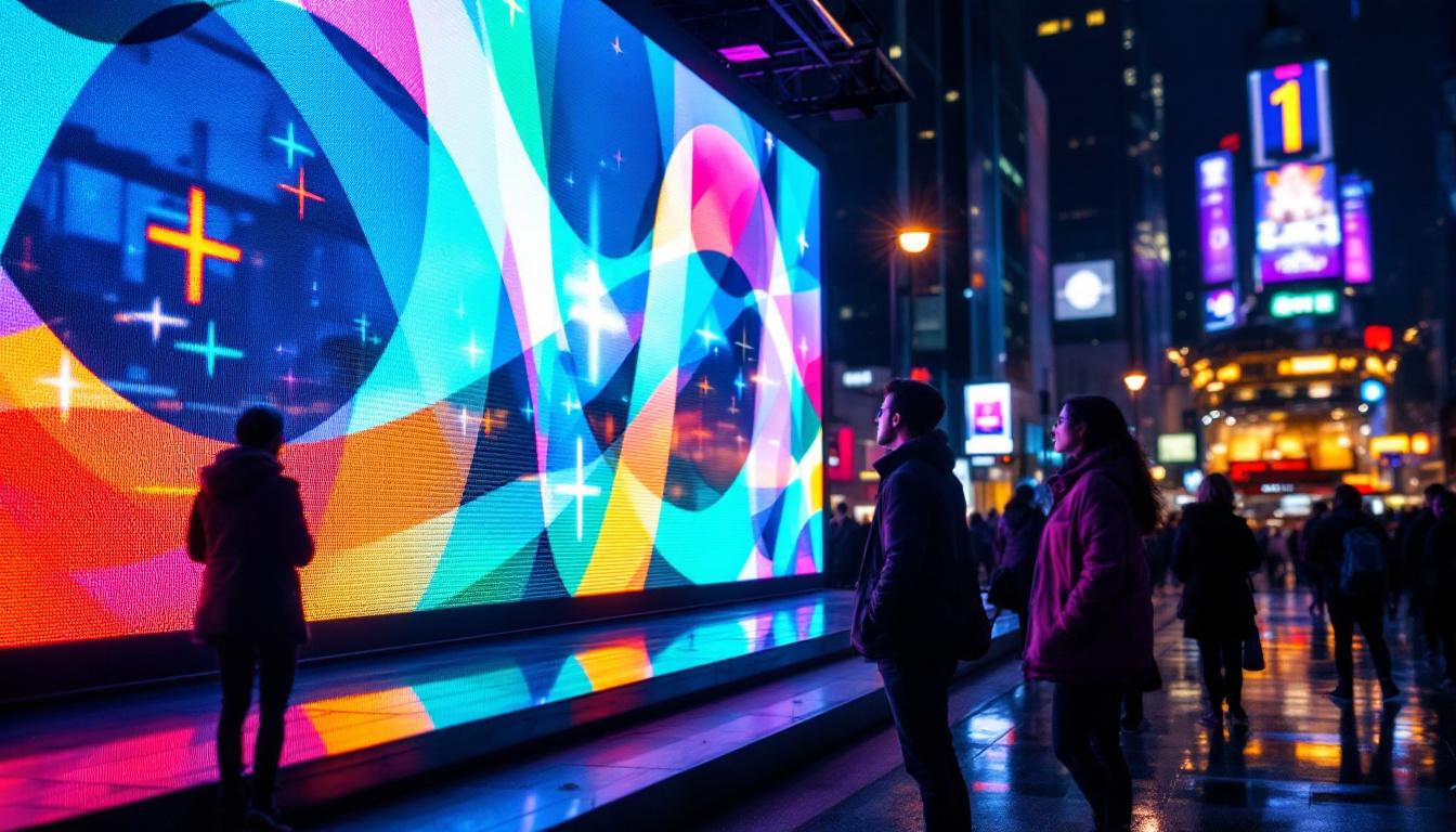 A photograph of capture a photograph of a vibrant led display in action