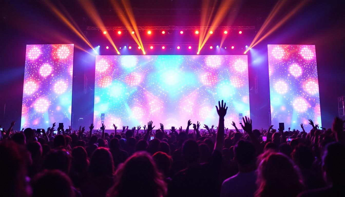 A photograph of a vibrant led display in action